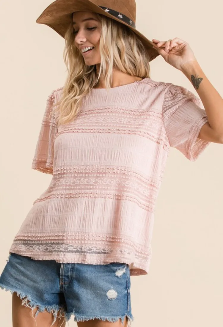 Lace & Love Top in Blush