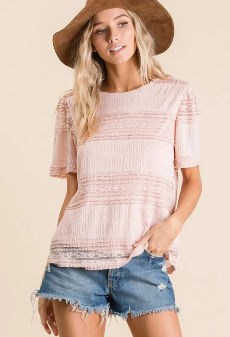 Lace & Love Top in Blush