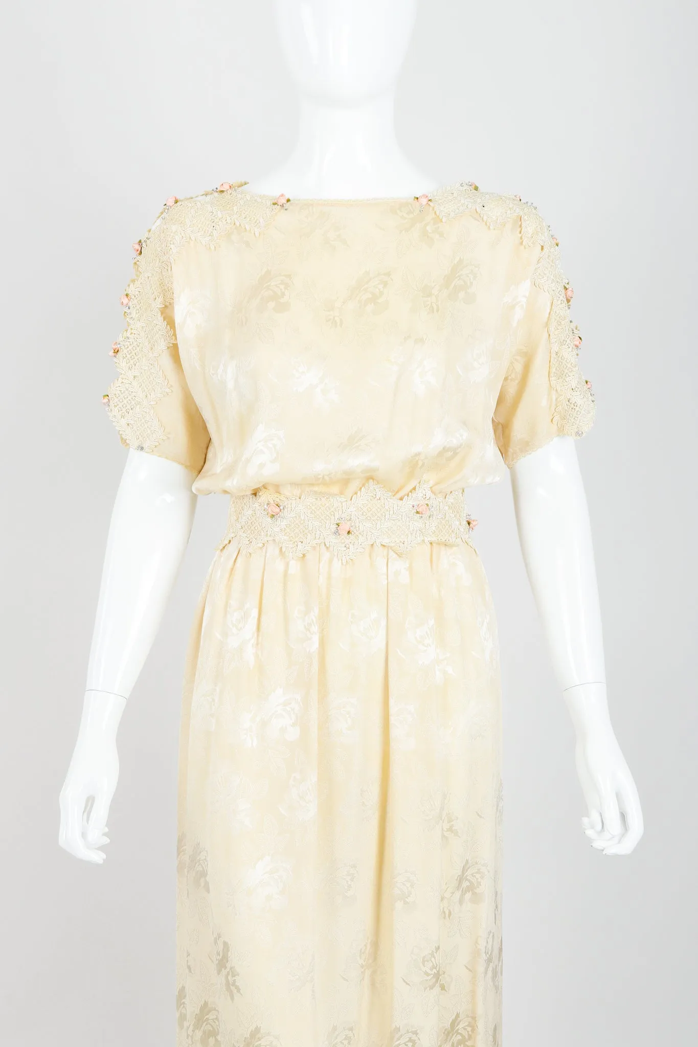 Lace Rosette Silk Dress