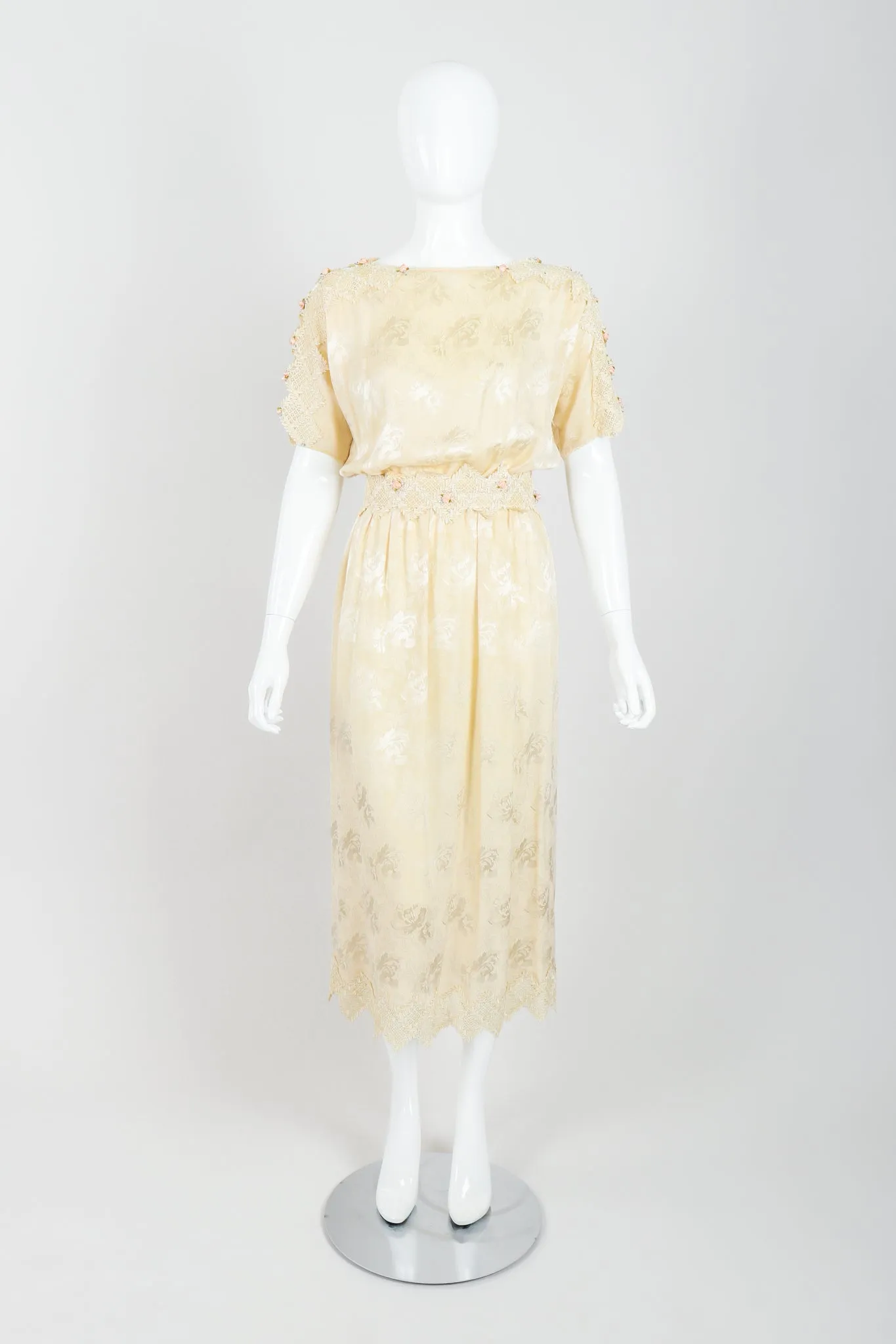Lace Rosette Silk Dress