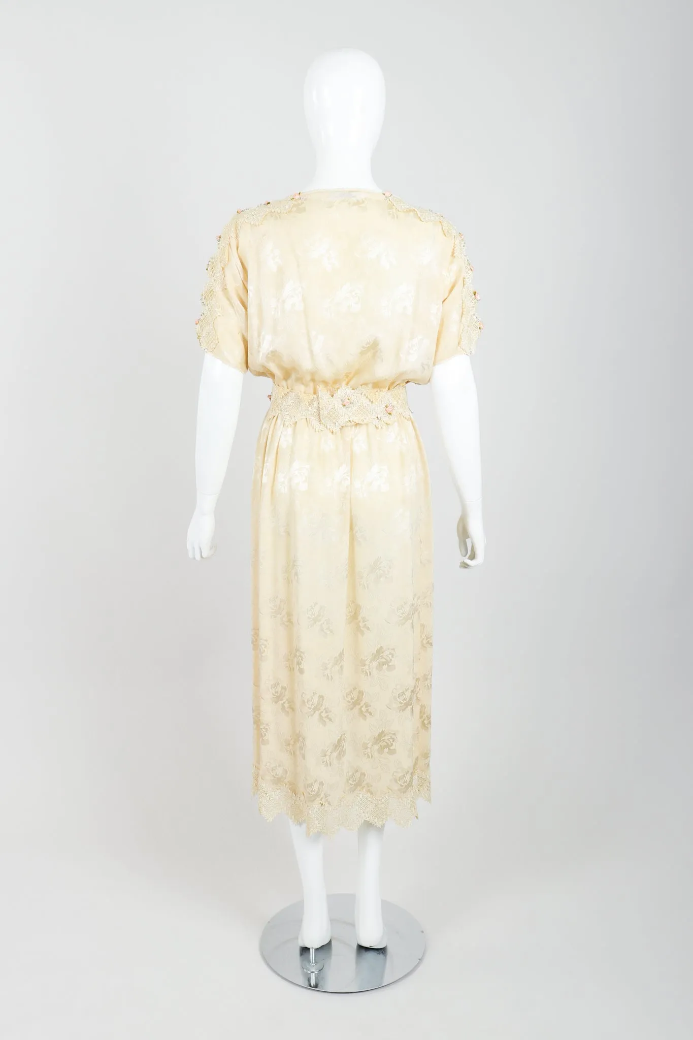 Lace Rosette Silk Dress