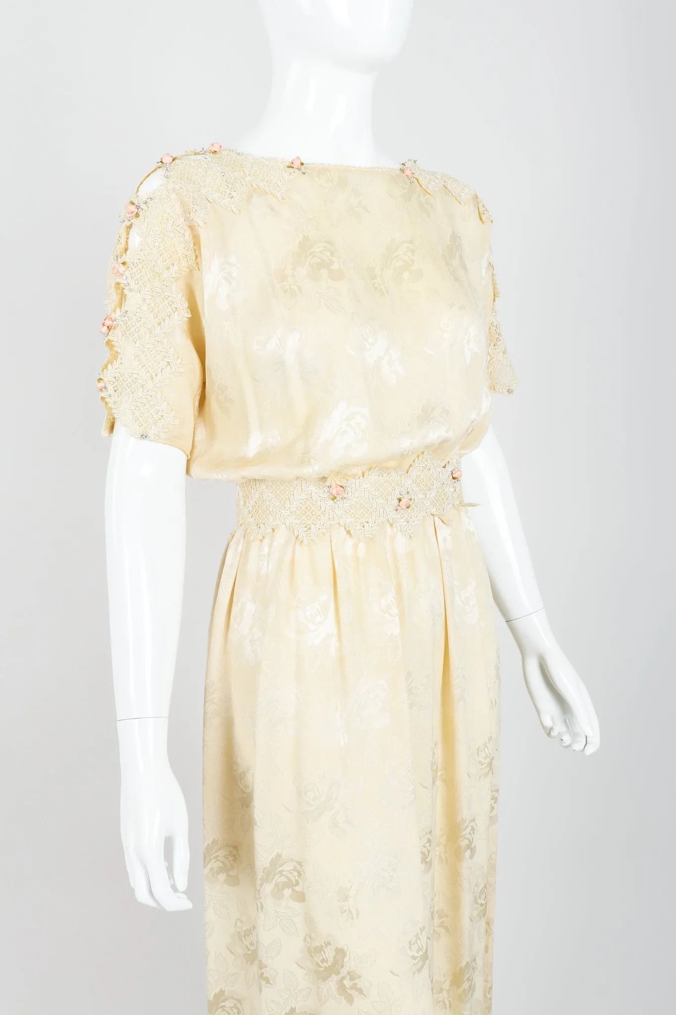 Lace Rosette Silk Dress