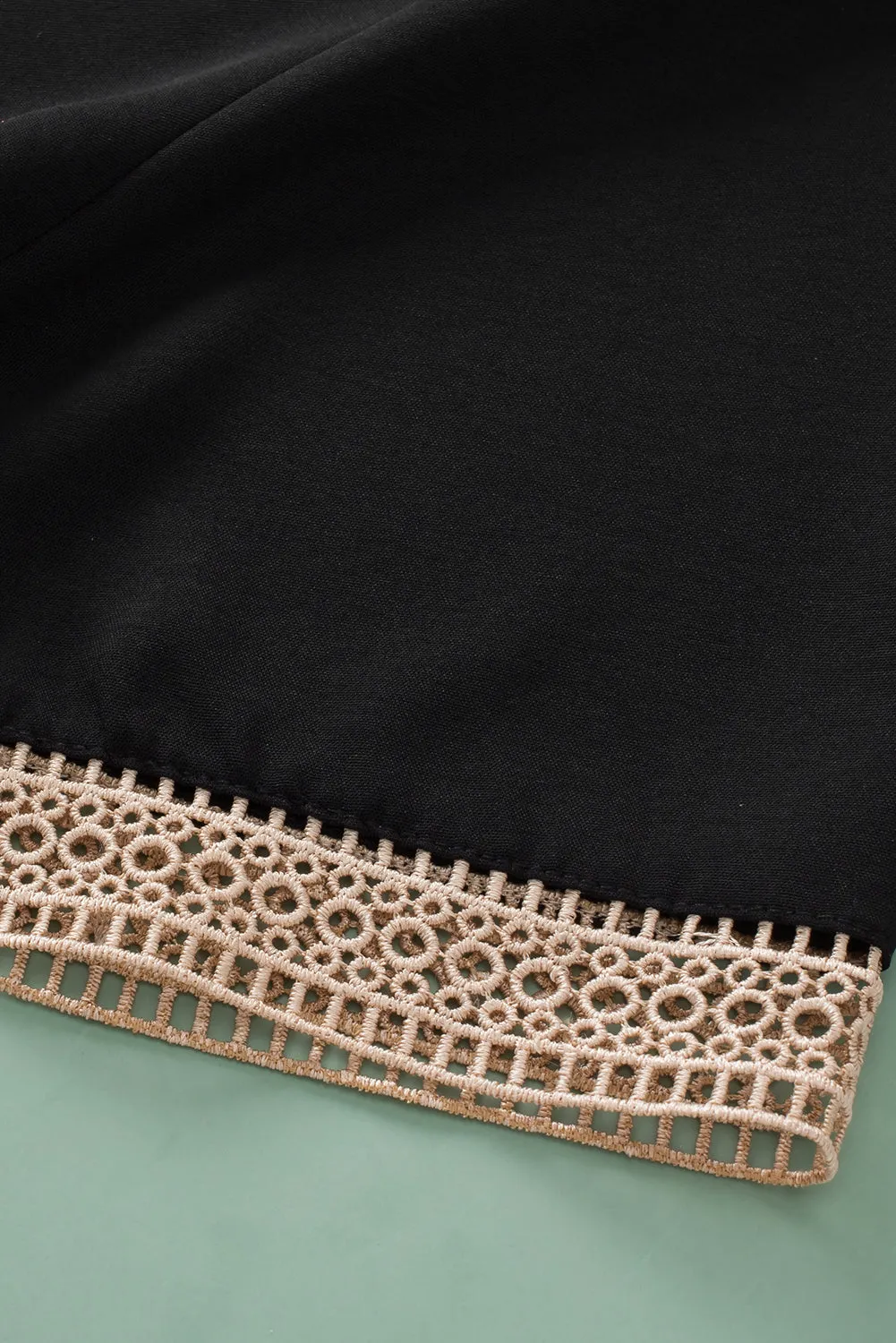 Lace Trim V Neck Plus Size Top