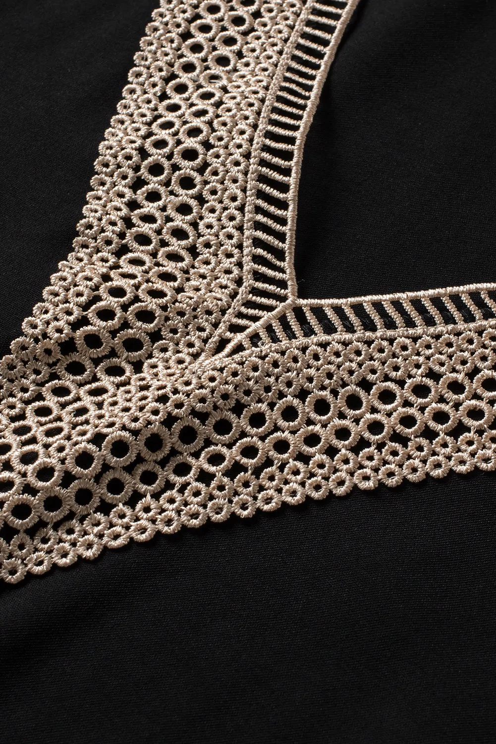 Lace Trim V Neck Plus Size Top