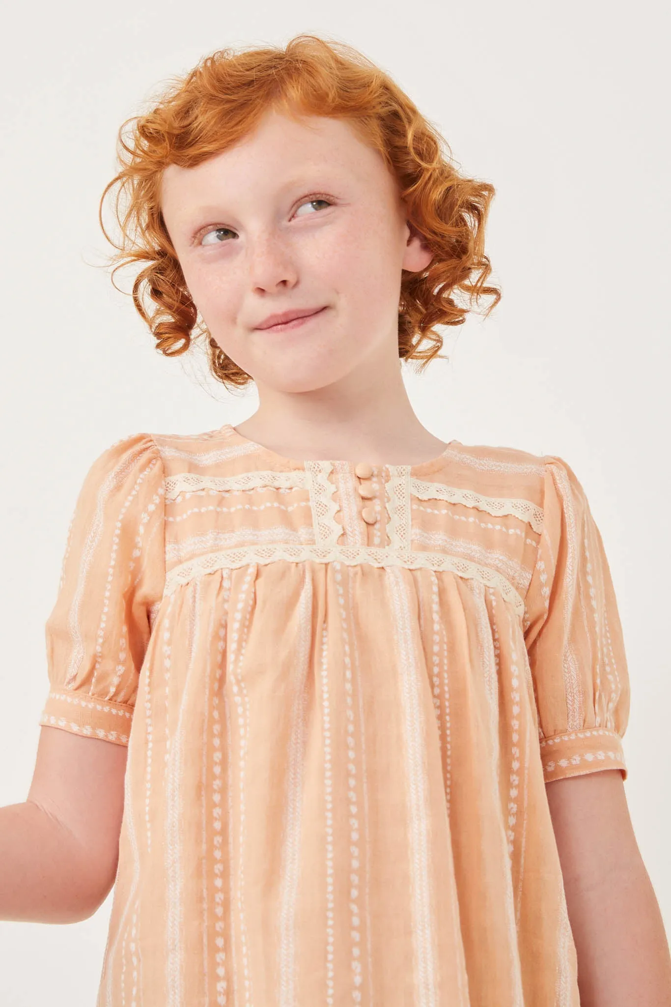Lace Trimmed Buttoned Textured Top