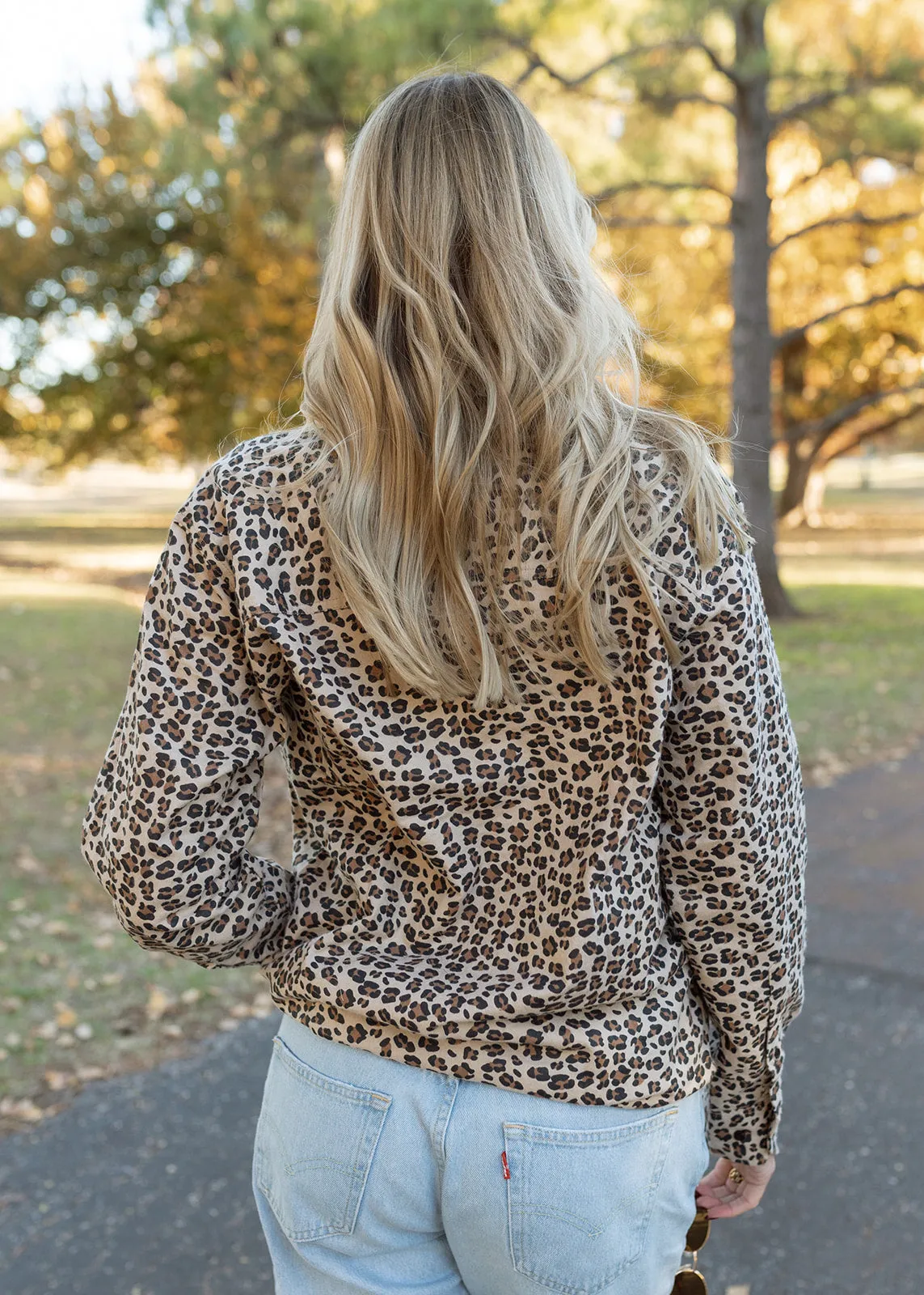 Leopard Print Flannel Button Top