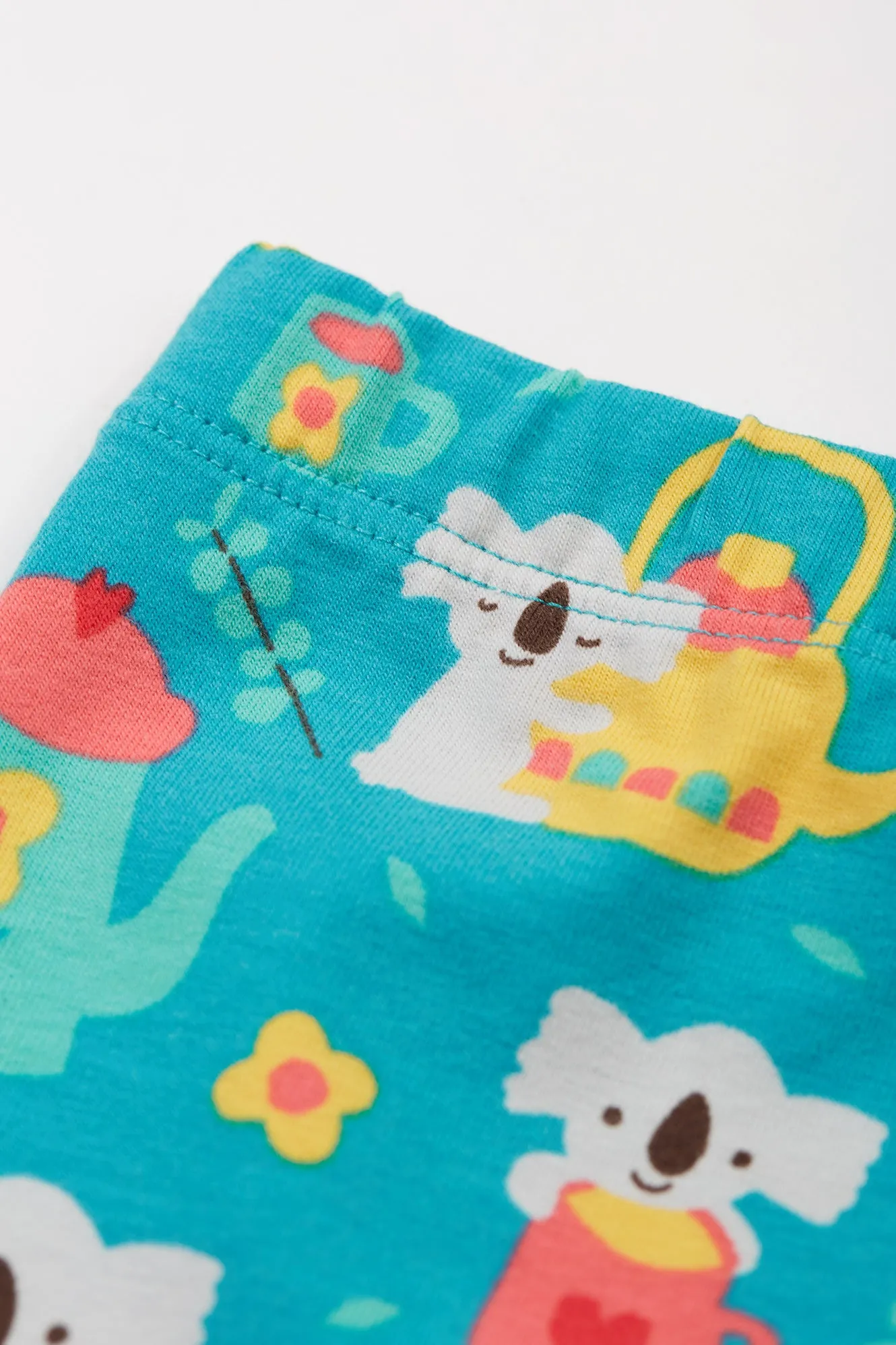 Libby Printed Organic Cotton Children's Leggings - Camper Blue Koala tea time