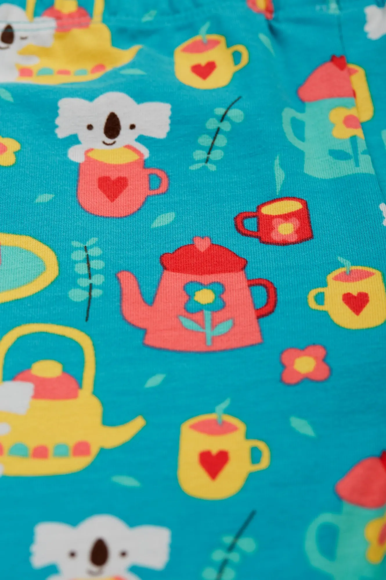 Libby Printed Organic Cotton Children's Leggings - Camper Blue Koala tea time