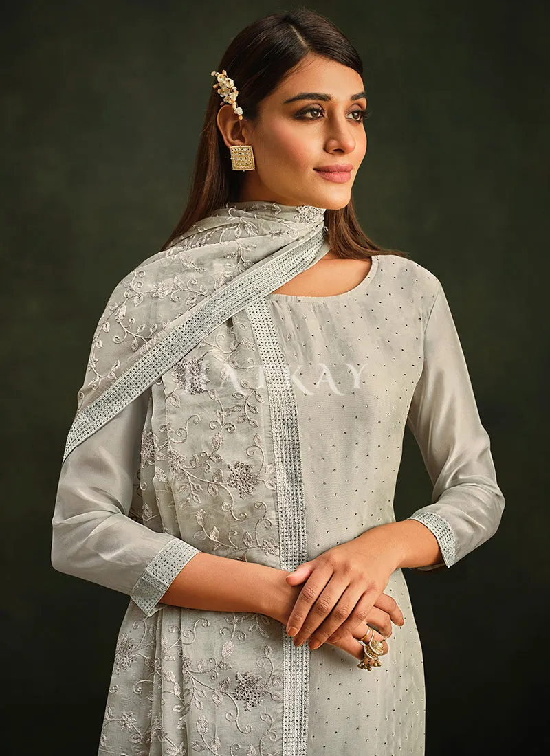 Light Grey Embroidery Pakistani Salwar Suit