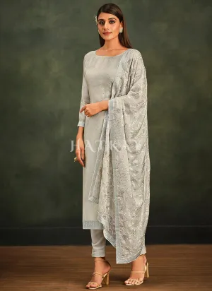 Light Grey Embroidery Pakistani Salwar Suit