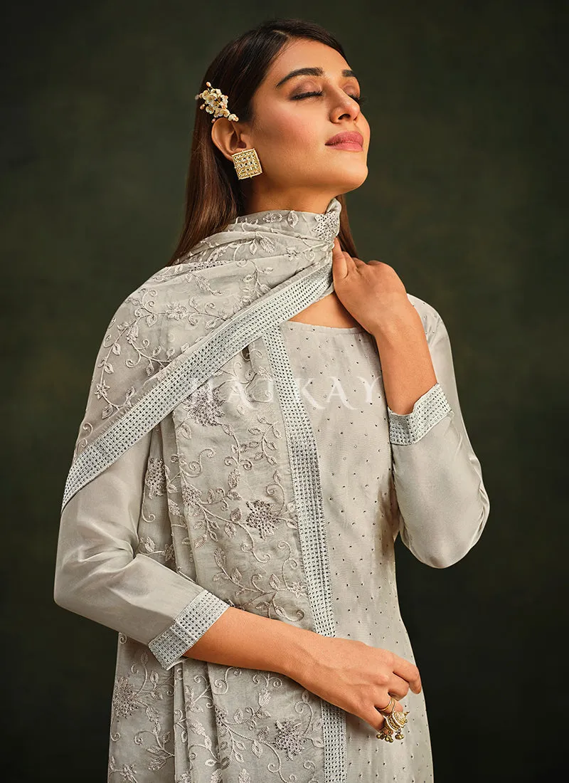 Light Grey Embroidery Pakistani Salwar Suit