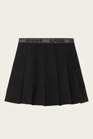 Light Twill Pleated Mini Skirt in Black