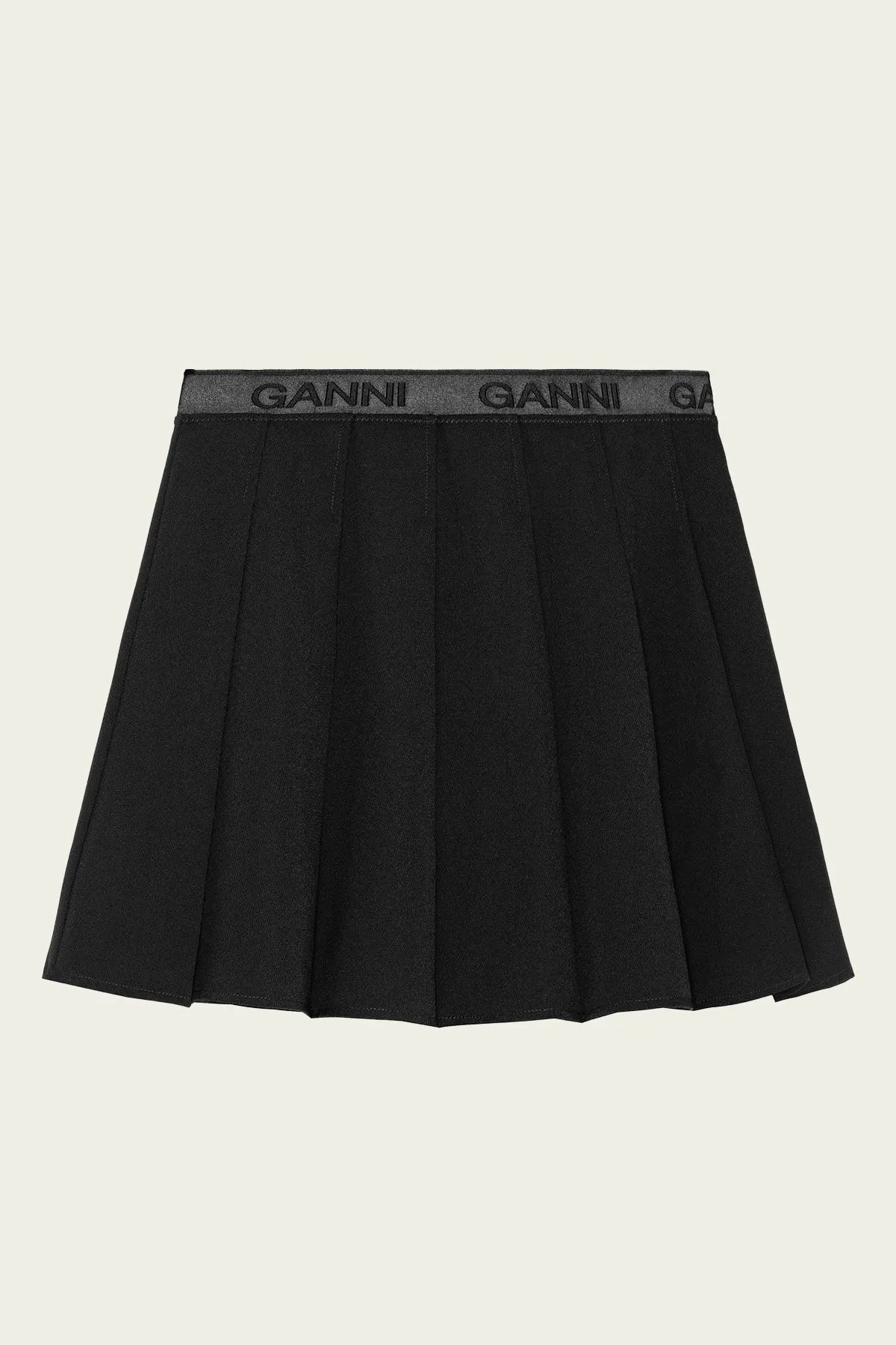 Light Twill Pleated Mini Skirt in Black