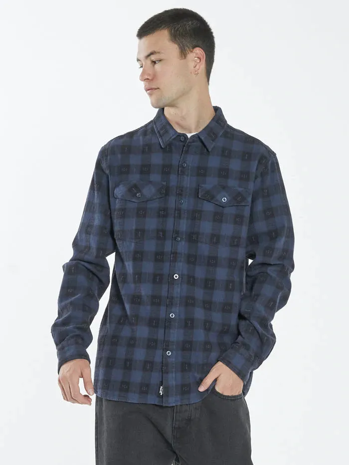 Liste Long Sleeve Flannel Shirt Navy
