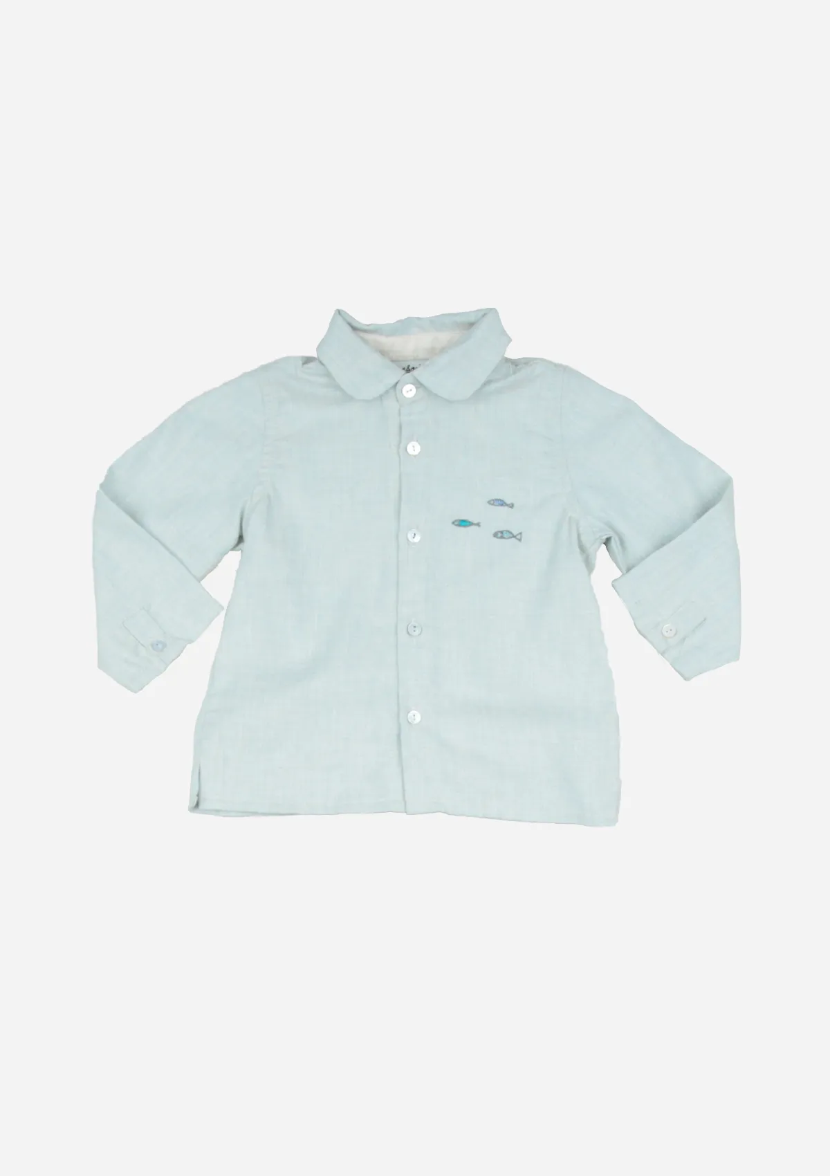 Long Sleeve Fish Shirt, Pale Blue