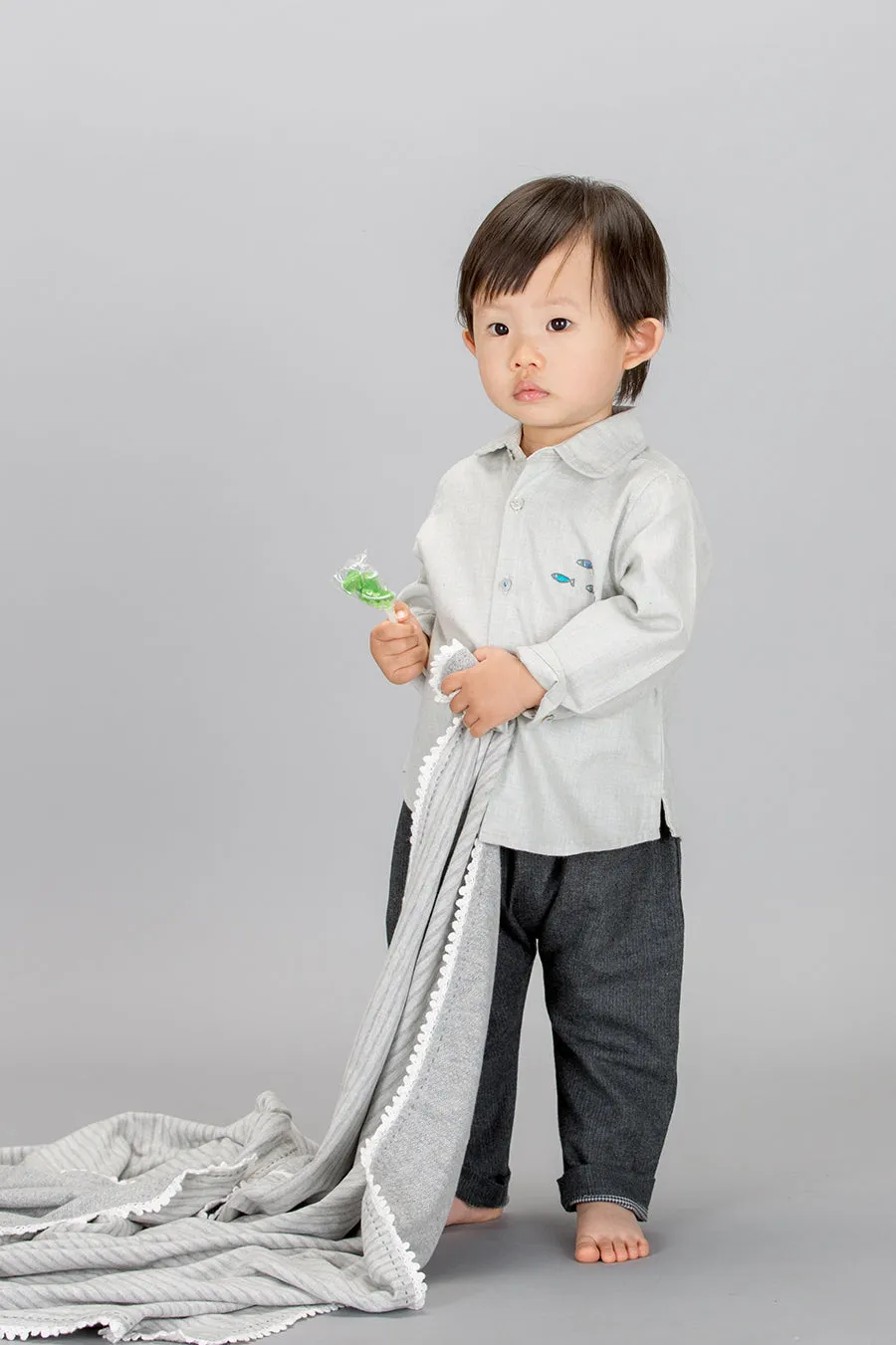 Long Sleeve Fish Shirt, Pale Blue