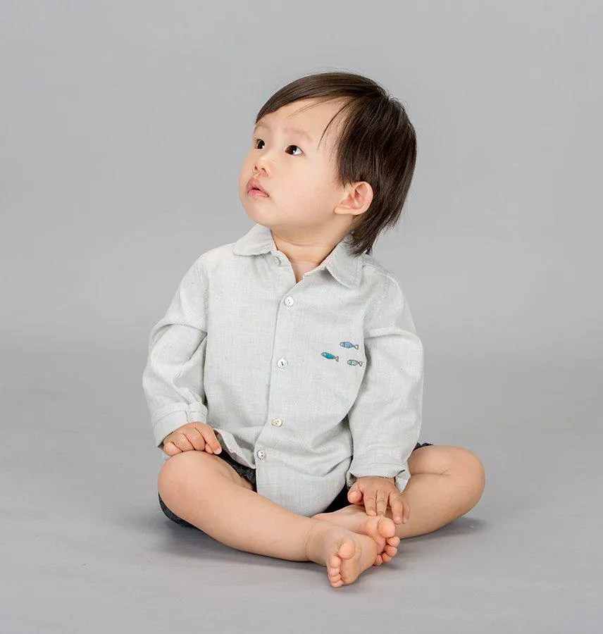 Long Sleeve Fish Shirt, Pale Blue