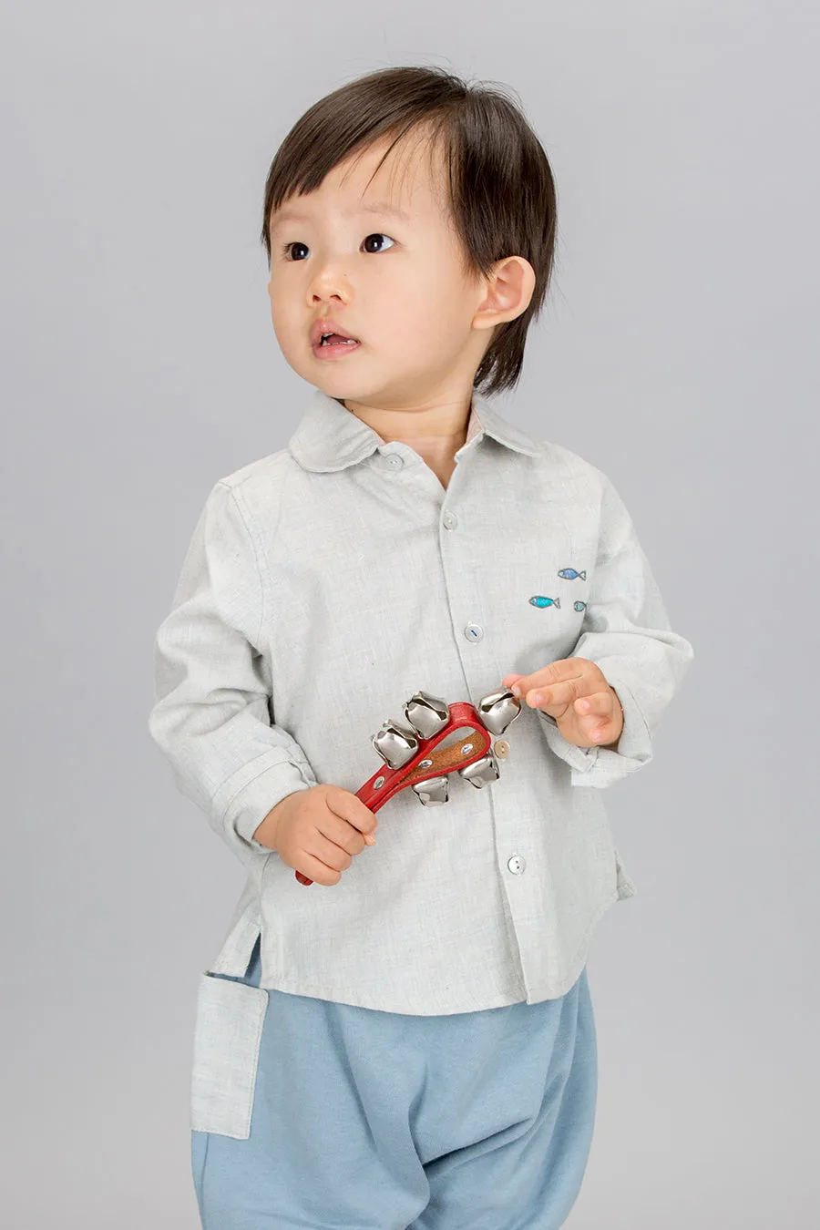 Long Sleeve Fish Shirt, Pale Blue