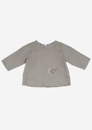 Long Sleeve Mouse Top, Bark