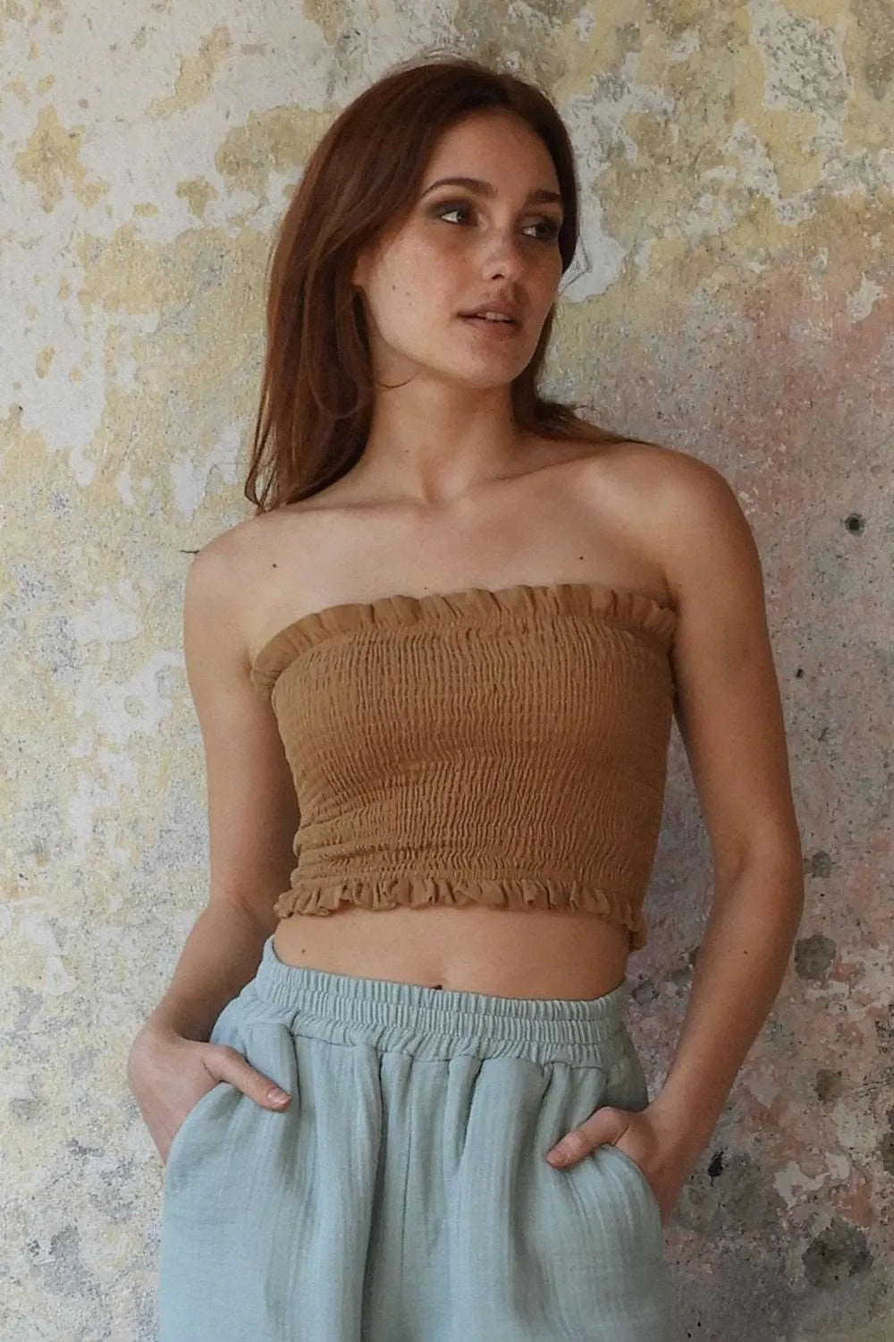 LOTUS Women's Organic Gauze Cotton Tube Top