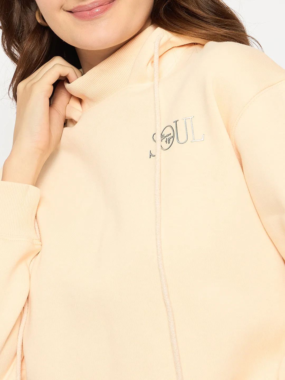 Madame Placement Printed Ivory Hooded Sweatshirt