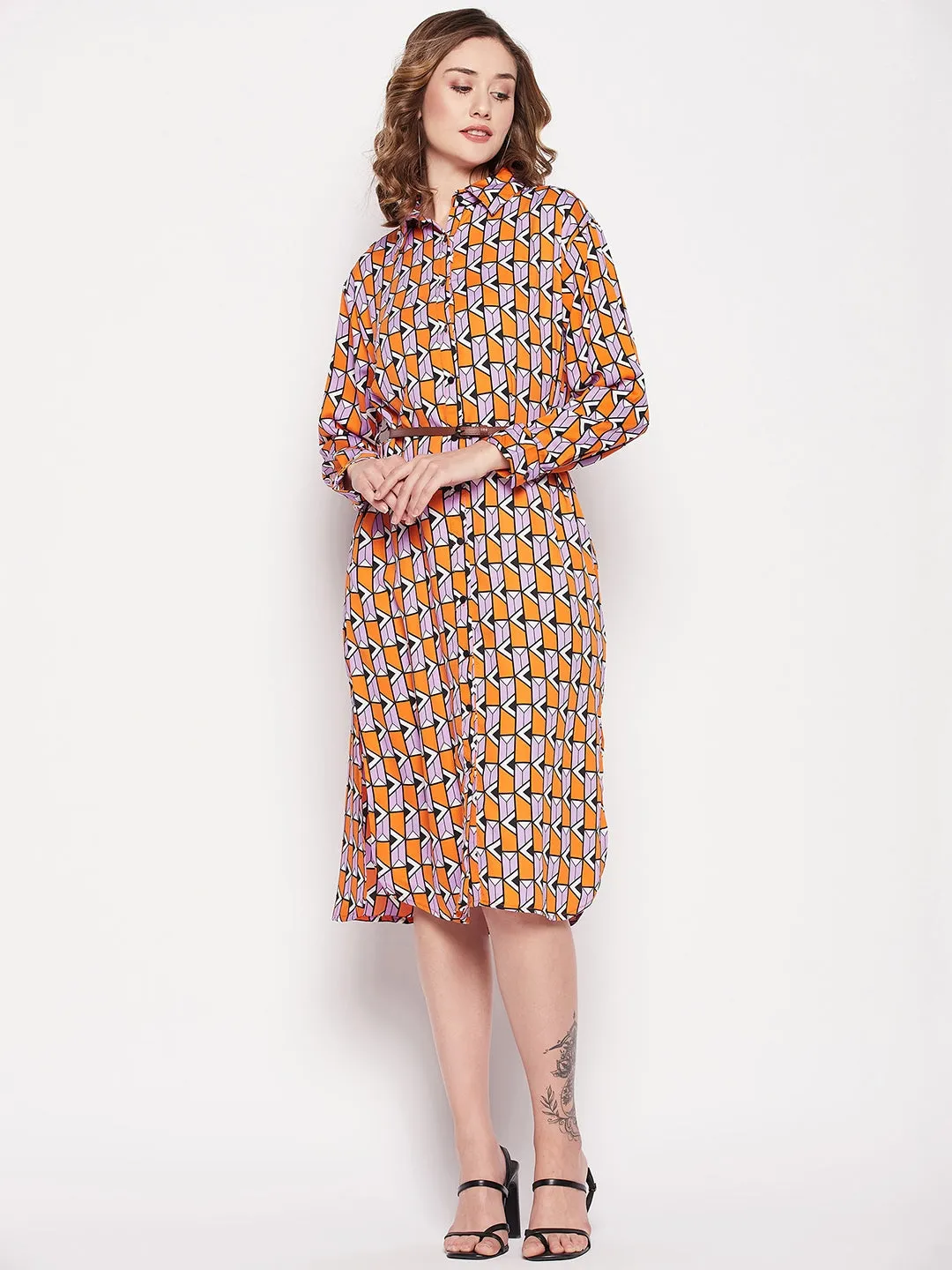 Madame Printed A-Line Shirt Dress