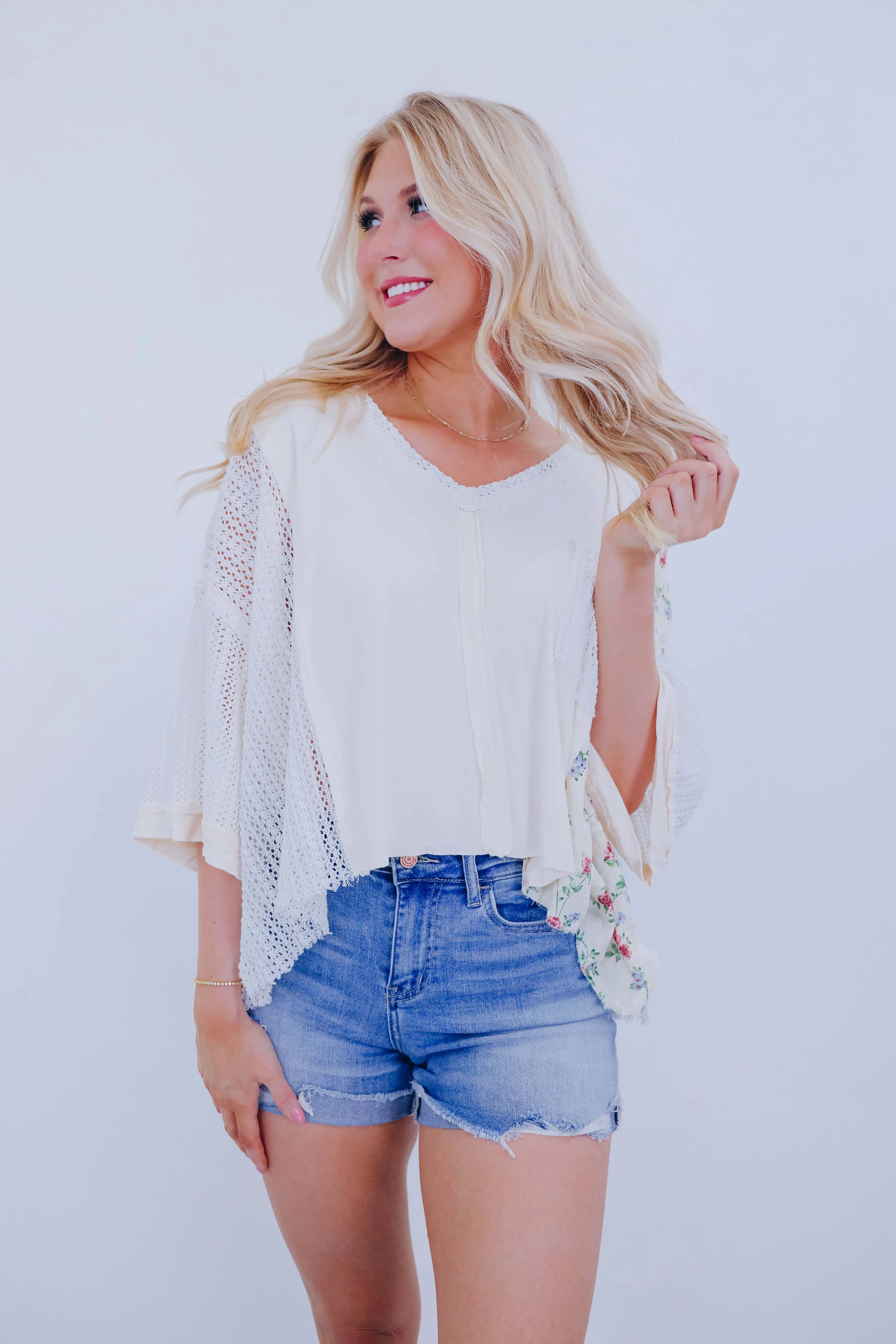 Mae Crochet N  Floral Oversized Top By POL- 5 Colors