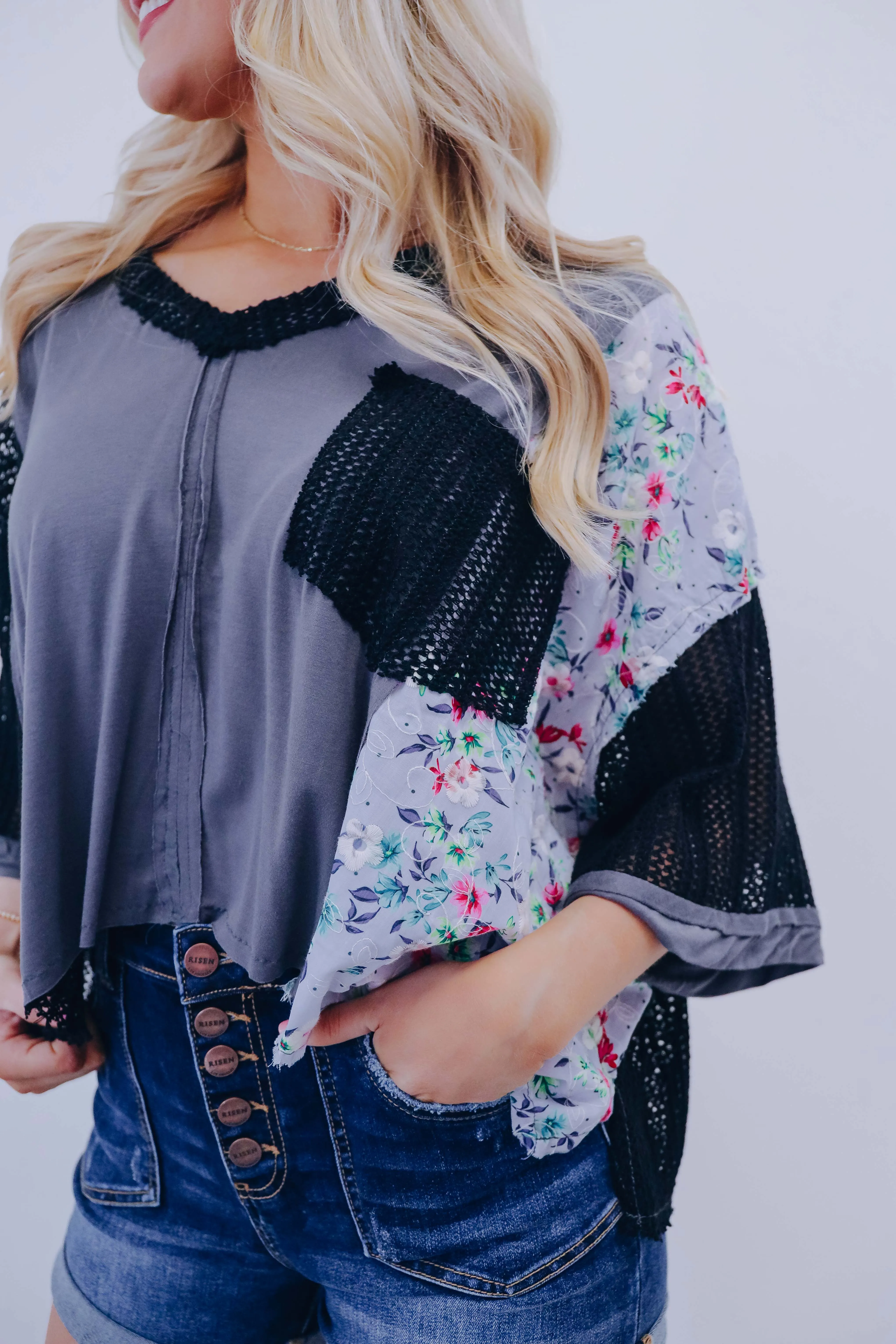 Mae Crochet N  Floral Oversized Top By POL- 5 Colors
