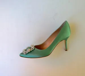 Manolo Blahnik Mint Green Hangisi 70 Heels