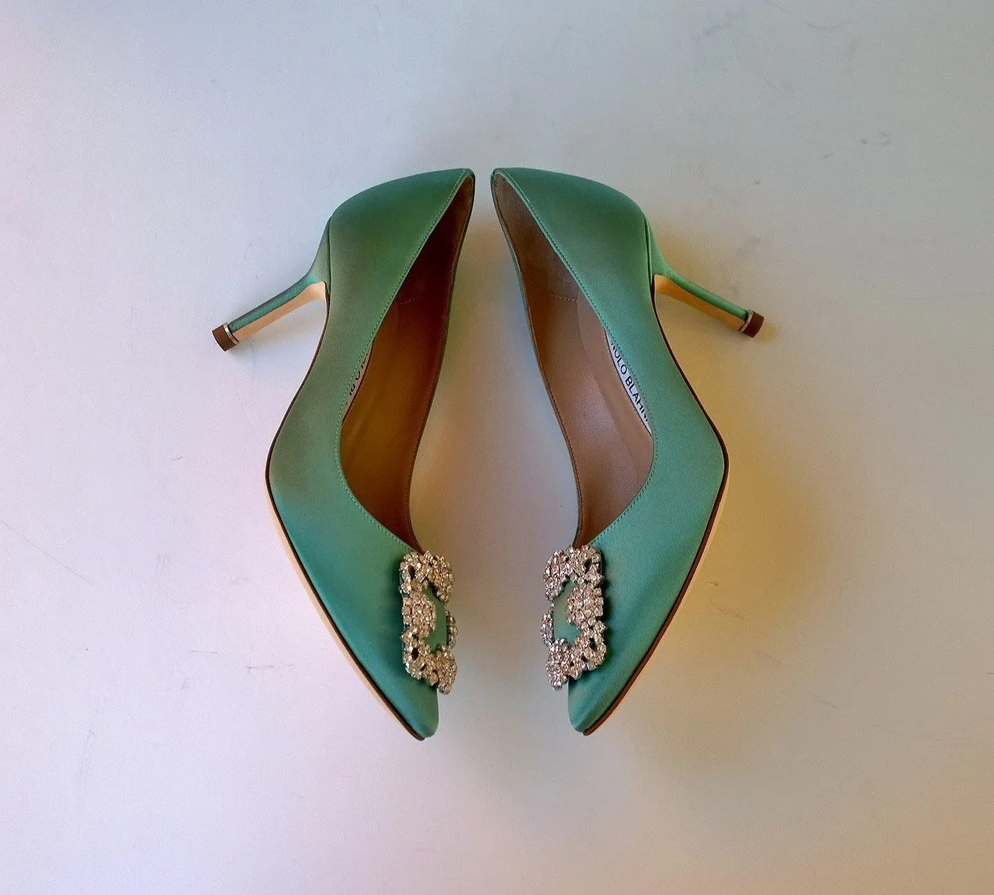 Manolo Blahnik Mint Green Hangisi 70 Heels