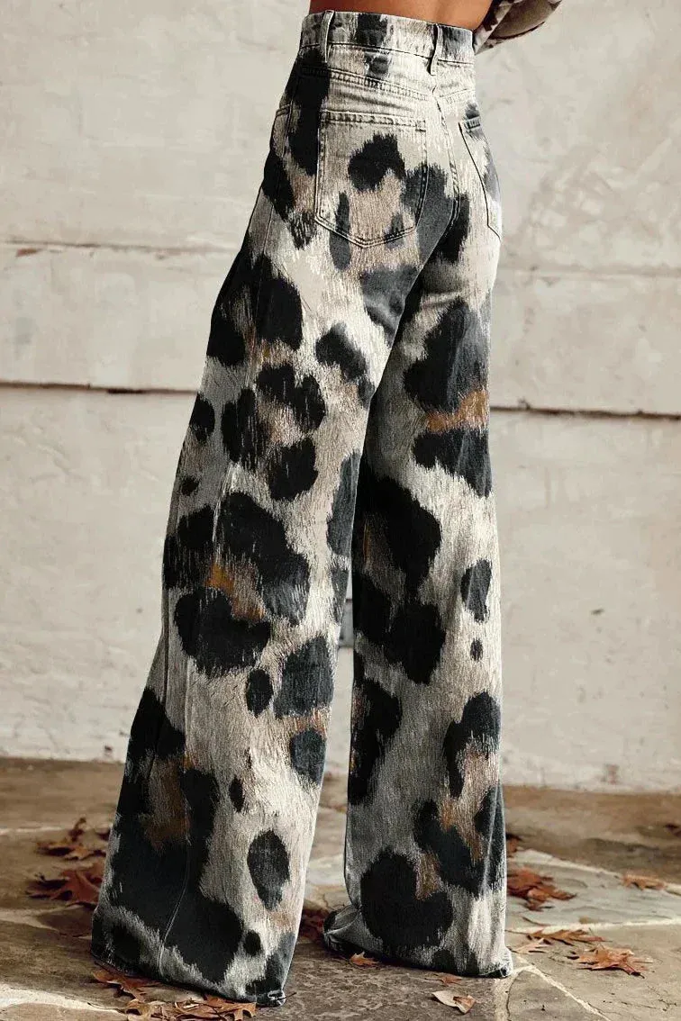 Melisenda® | Animal Print Wide Leg Jeans