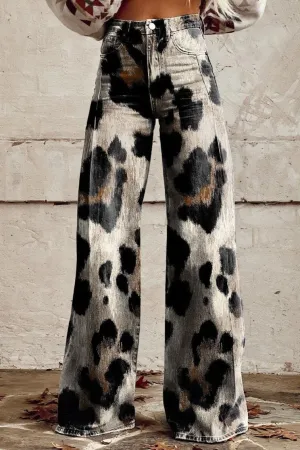 Melisenda® | Animal Print Wide Leg Jeans