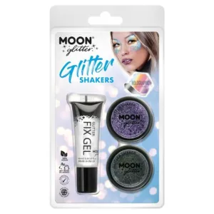 Moon Glitter Holographic Glitter Shakers, Purple, Black