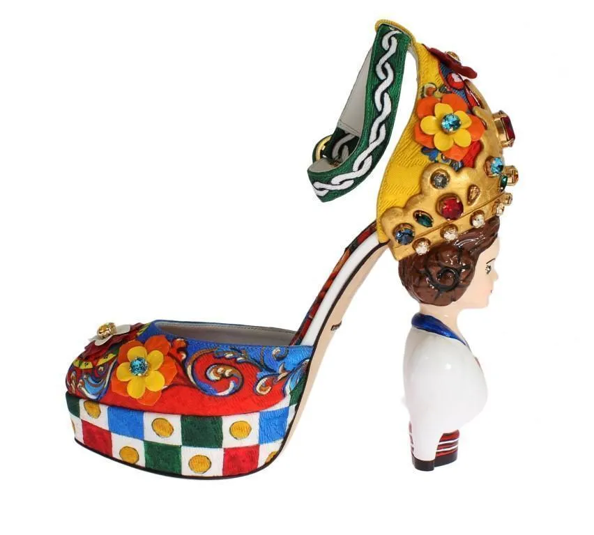 Multicolor Carretto Brocade Platform Shoes