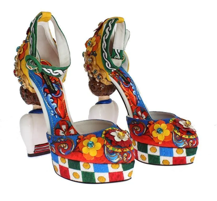 Multicolor Carretto Brocade Platform Shoes