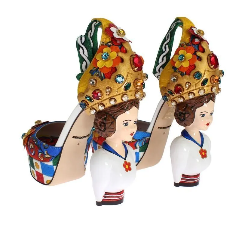 Multicolor Carretto Brocade Platform Shoes