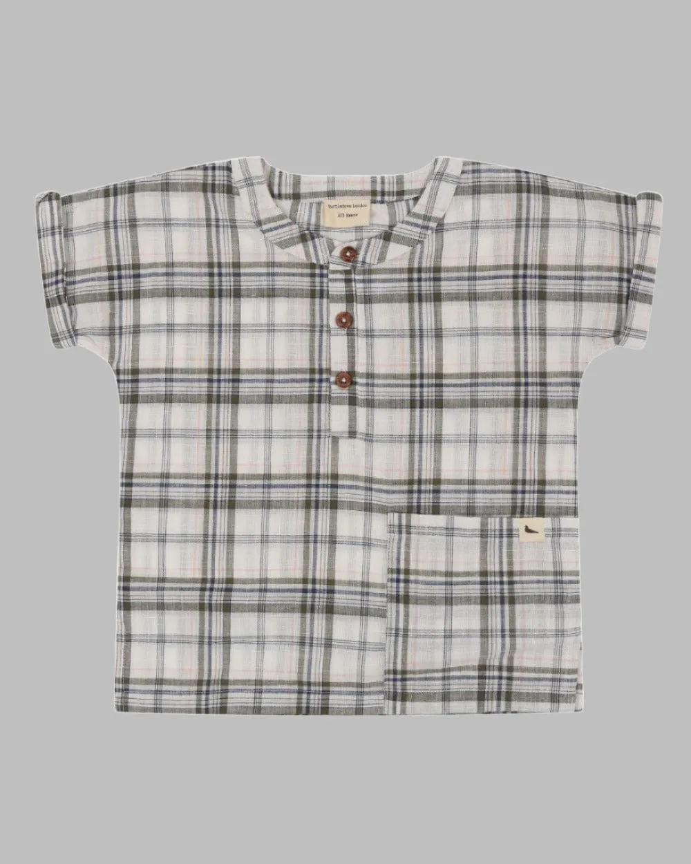 Multicolour Check Print Mandarin Collar Shirt