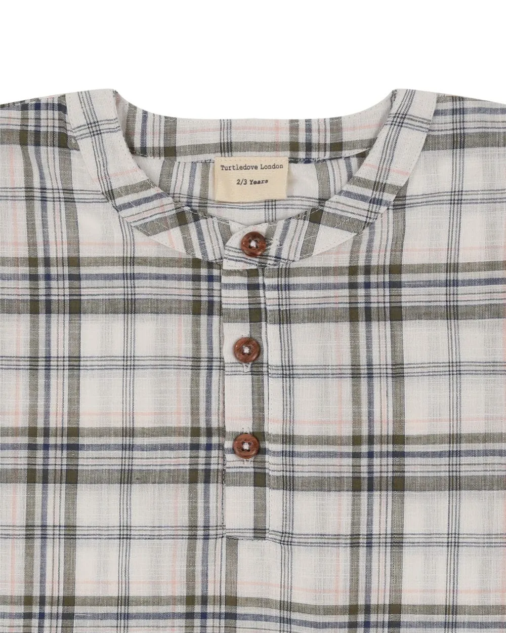 Multicolour Check Print Mandarin Collar Shirt