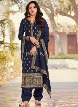 Navy Blue Embroidery Designer Salwar Kameez