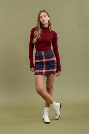 Navy Plaid Mini Skirt