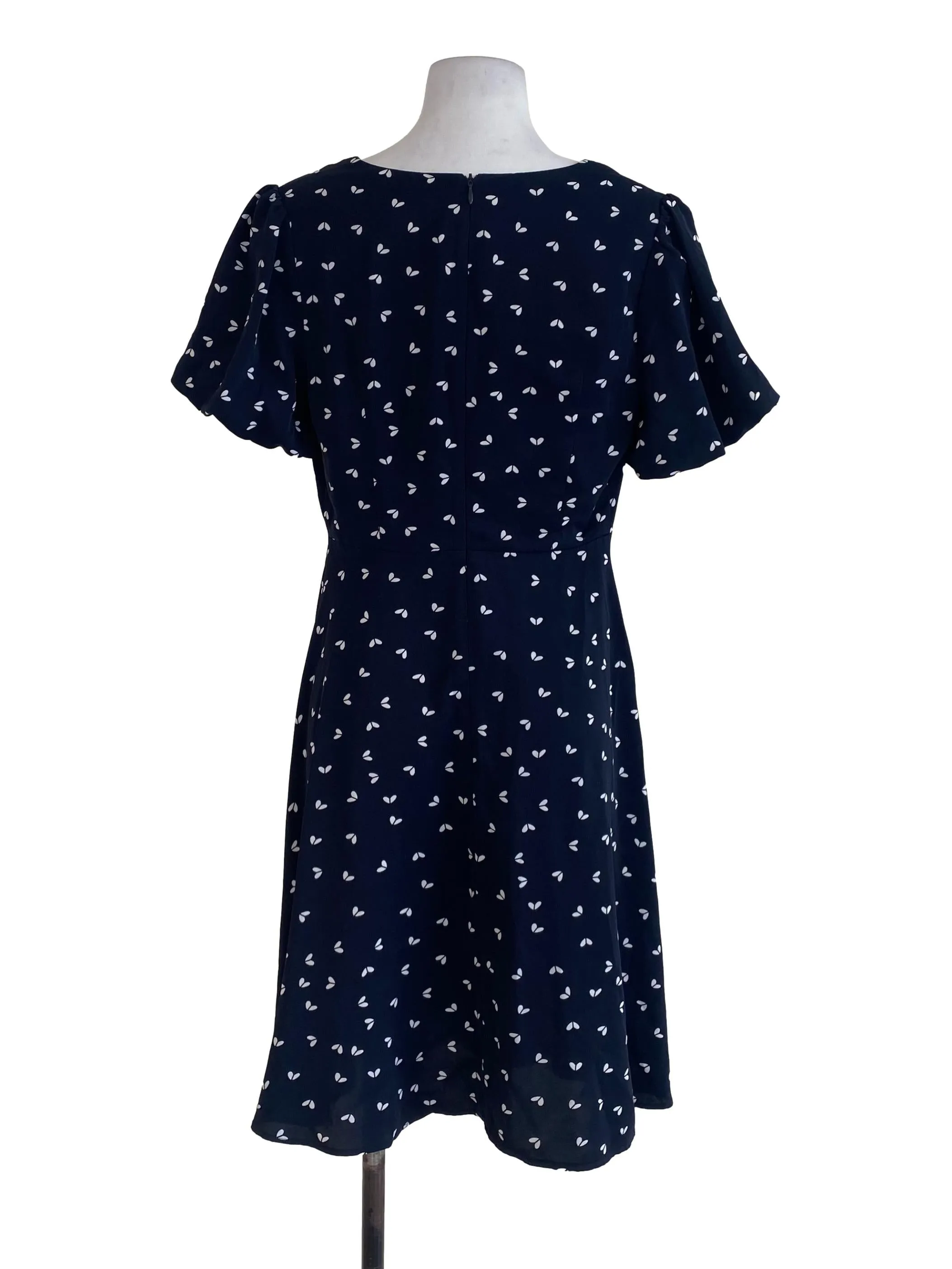 Navy Printed A-Line Dress