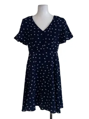 Navy Printed A-Line Dress