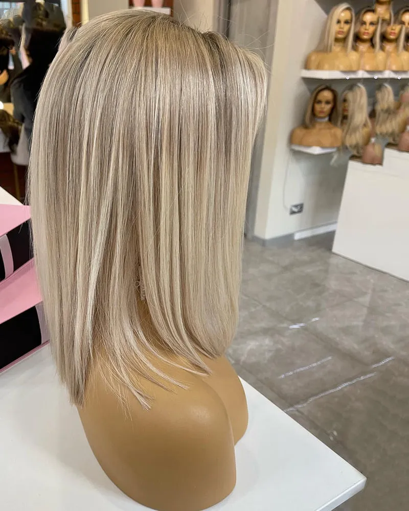 Ombre Blonde Short Bob  Human Wigs Lace Front Wigs Natural Hairline