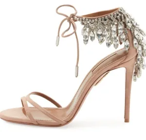 Open Toe Crystal Embellished High Heel Sandals