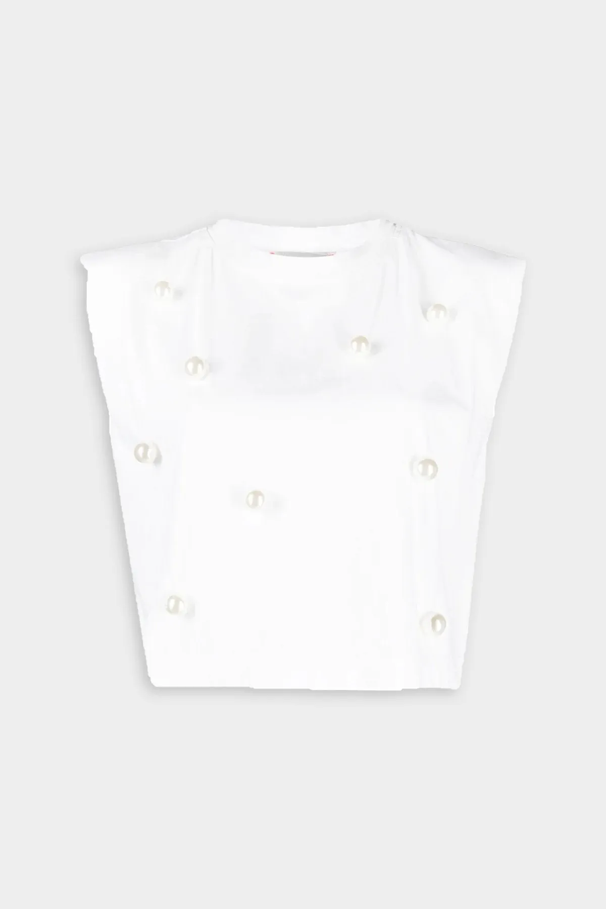 Organic Cotton Jersey Oversize Pearls T-Shirt in White