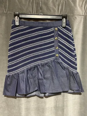 Parker Chambray Fit and Flare Mini Skirt with Ruffle Bottom