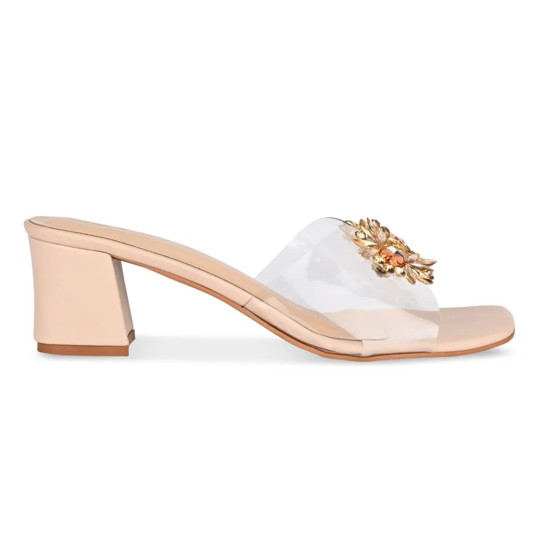 Peach Embellished Heels
