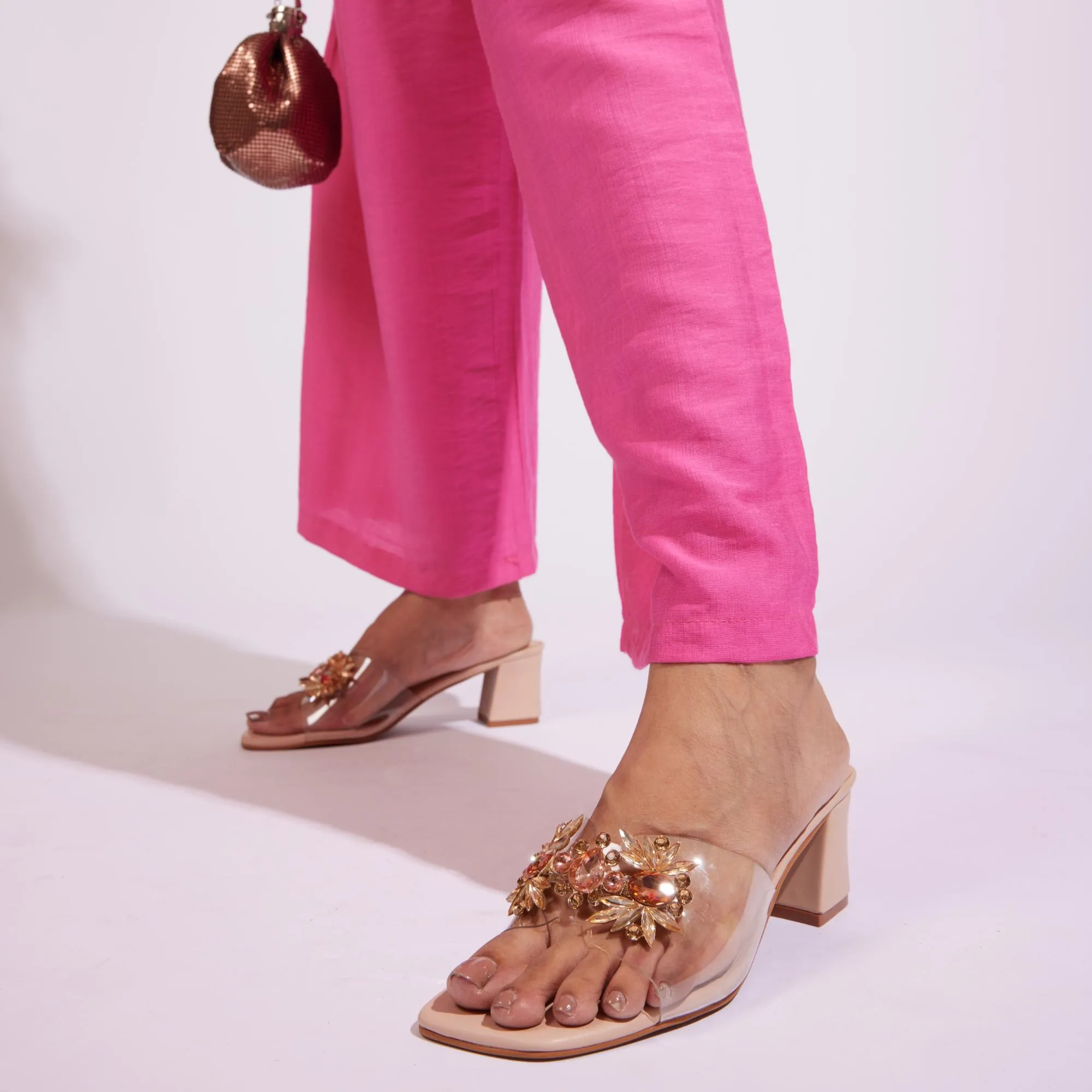 Peach Embellished Heels