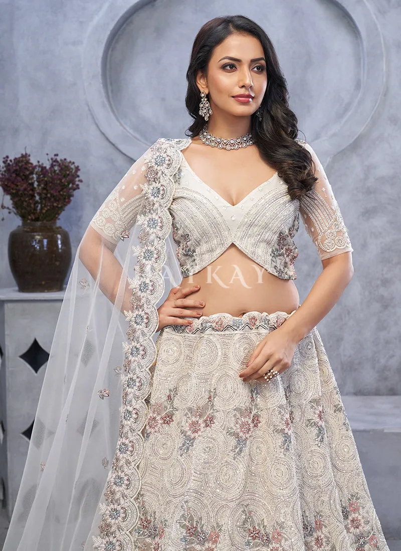 Pearl White Bridal Lehenga Choli