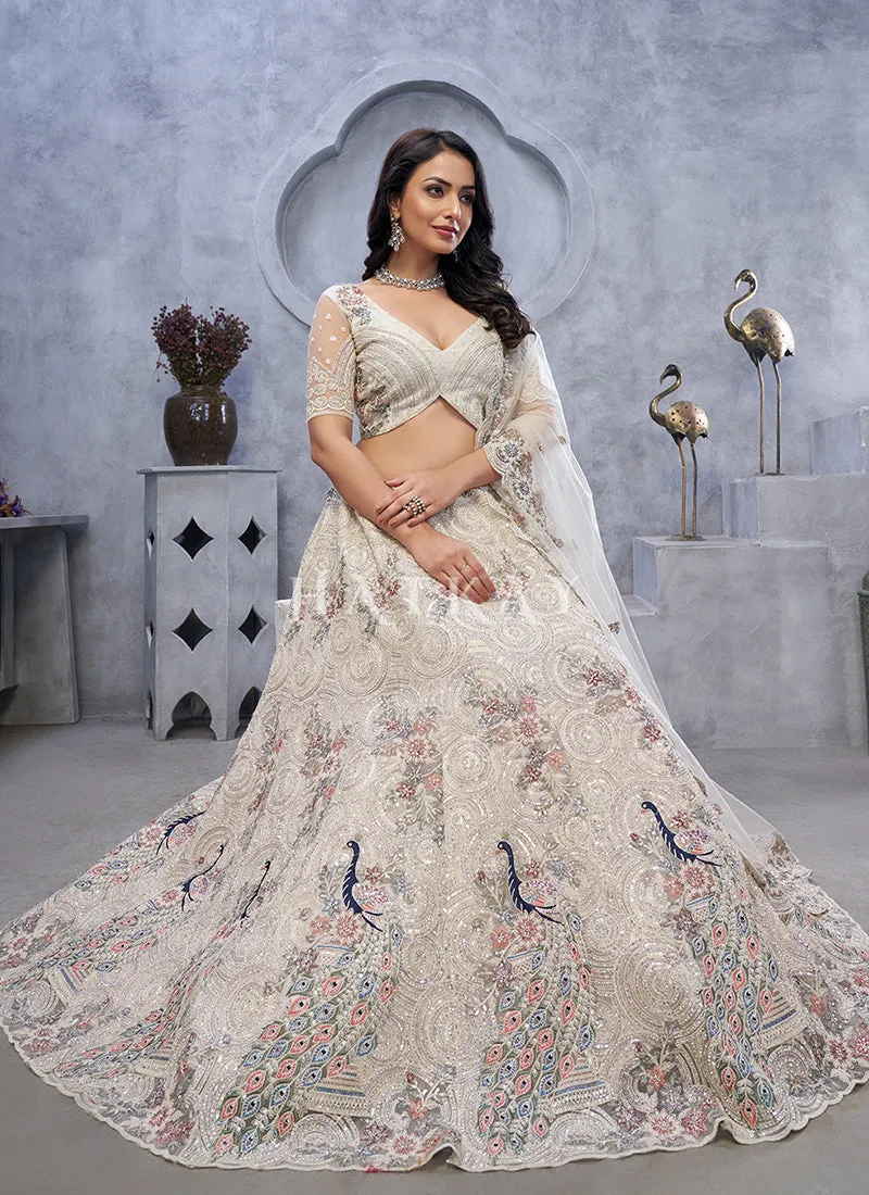 Pearl White Bridal Lehenga Choli
